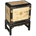 Handmade Asian Furniture - 26" Black & Gold Lacquer Wood Oriental Storage Cabinet / End Table
