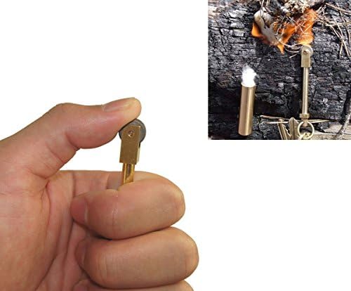 EDC Stoke Kit, WSOLOTM Mini Brass Spark Wheel Fire Starter and Watertight O-ring Sealed Base Case Portable Emergency Survival Set