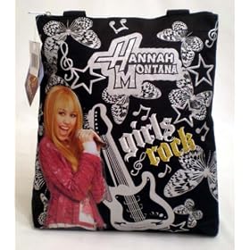 Hannah Montana Tote Bag - Officially Licensed Girls Rock Black & Silver Shoulder Bag; Great Gift Idea