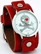 Nemesis Women's Red Leather Band with Round Skull Watch Case