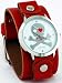 Nemesis Women's Red Leather Band with Round Skull Watch Case