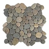 12 x 12 In. Pierre River Stone Pebble Gray Mosaic Tile Kitchen, Bathroom Backsplash Tiling