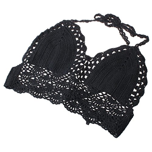 Sannysis Unpadded Bralette Bralet Bra Bustier Crop Tops Tank (M, Black)