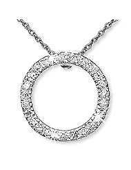 .925 Sterling Silver Cubic Zirconia Circle Eternity O Pendant Necklace