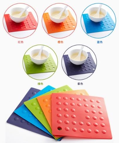 Coci Set of 5 Silicone Silicon Pot Holder Heat Place Mats Insulation Pad Thickened Placemats Table Mat Square Cellular Potholders Bowl Pads