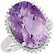 14K White Gold Amethyst and Diamond Ring