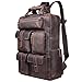 S-ZONE Vintage Crazy Horse Genuine Leather Backpack Multi Pockets Travel Sports bag