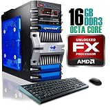 CybertronPC FORTRESS 2221DBUQ, AMD FX Gaming PC, W7 Home Premium, Black/Blue