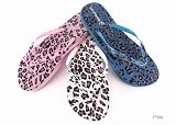 Ladies/Womens Flip Flops with Leopard Print (Pink White Blue)