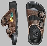 BIRKIS Haiti Synthetic-Sandals Birko-Flor, Basic Brown, Size 38 EU with a regular insole