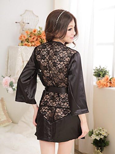 Huanwei New Womens Pleated Lace Strap One Piece Sexy Lingerie Black (M)