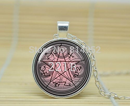 VintaStore Art Glass Necklace Superwholock Doctor Who Time Lord Supernatural Devils Trap Sherlock Holmes 221B Necklace A3416