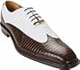 Belvedere Genova Men's Brown / White All-Over Genuine Lizard Wing-Tip Oxford Shoes (9, Brown/White)