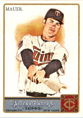 2011 Topps Allen & Ginter Baseball Card # 350 Joe Mauer SP - Minnesota Twins (Short Print) In a Protective Display Case!