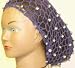 Hand Crocheted Navy Rayon Cotton Gimp Large Gloria Snood Trimmed with Ivory Pearls for Women Image