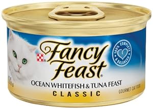 Fancy Feast Gourmet Cat Food, Ocean Whitefish & Tuna Feast, Classic 3-Ounce Cans (Pack of 24)