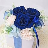 【メアリー】フラデコ　プリザーブドフラワー　　★クリアケース＆ラッピング付き (ブルー)