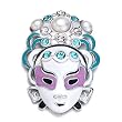 Elegant Chinese Facebook Silver Blue Crystal Pearl Brooch