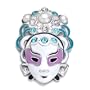 Elegant Chinese Facebook Silver Blue Crystal Pearl Brooch