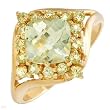 Ring With 1.97ctw Precious Stones - Genuine Amethyst and Peridots Made of Yellow Gold - Certificate Available.