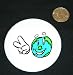 3" button / pin printed with peace, world, earth, anthropomorphism, globe, smile