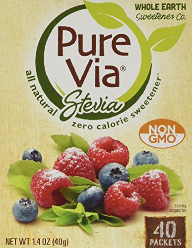 PureVia Zero Calorie Sweetener, 40-Count Packets (Pack of 4)