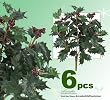SIX 16" Artificial Holly Bushes w/Berries for Christmas Decoration