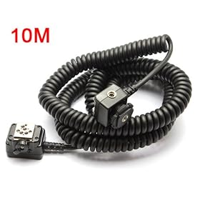 Super Long 10M TTL Off-Camera Hot Shoe Flash Cord for Nikon Camera and Speedlite