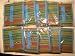Storage Boxes, Collapsible Green, Blue & Red Stripe with Blue Rim Boxes 7.5 in x 7.5 in x 7 in-TEN BOXES