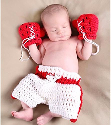 Best Seller !! 1 Set Newborn Baby Photography Photo Props Clothing Infant Crochet Boxing Gloves with knit pants For Baby Outfit