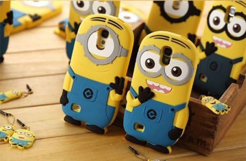 New 3D cartoon model silicon material Despicable Me Yellow Minion Mobile Phone Case for Samsung Samsung Galaxy S4 I9500 (Blue-Style-2)
