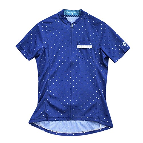 KAPELMUUR(カペルミュール) レディース半袖ジャージ レース付ドットネイビー　【kphs061】