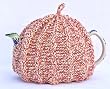 Knit Tea Cozy Cosy Handmade Washable Red, White, Beige