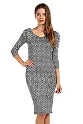 Chevron Print Embroidered Nylon/Polyester/Spandex/Knit Bodycon Dress 