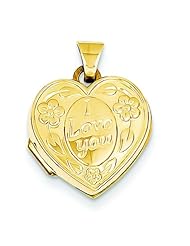14K Gold I Love You Heart Locket Pendant Jewelry New