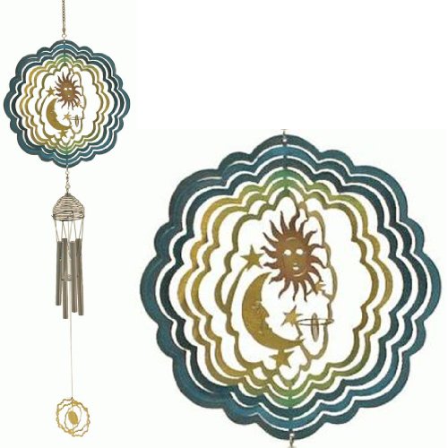 2-in-1 Celestial Wind Spinner & Windchime with Small Ornament Spinner, 28.5