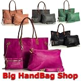 Big Handbag Shop Three in One Large Tote Shopper Shoulder Handbag with Medium Long Strap and a Make up Bag
