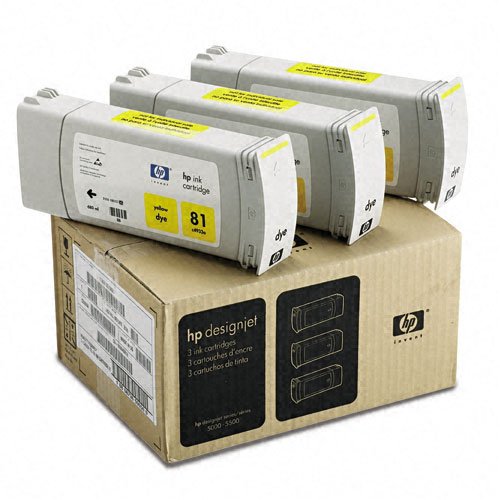 Best Price HP C5069A HP 81 Ink 1000 Page-Yield 3/Pack Yellow Large Format Print Quality Reliability New