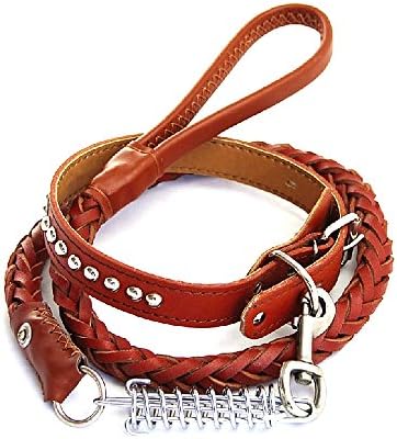 4 Feet Leather Pet Dog Leash with Ajustable Collar ,Great for Big Gogs Such As Siberian Husky, Golden Retriever,labrador Retriever (brown)