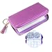 FingerAngel 24 Slots Nail Stamping Plate Holder Case Round Square Rectangular Nail Art Stamp Plate Organizer Purple Color Stamping Ablum