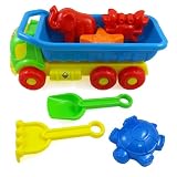 BeachToysDeluxePlaysetforKids-7piecesLargeDumpTruckSandShovelSet(AssortedColors)