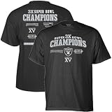 Reebok Oakland Raiders Black Three-Time Superbowl Champions T-shirt