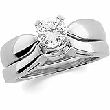 14K White Gold Diamond Solitaire Wedding Set - 0.50 Ct.