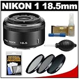 Nikon 1 18.5mm f/1.8 Nikkor Lens (Black) with 3 UV/CPL/ND8 Filters + Accessory Kit for J1, J2 & V1 Digital Camera
