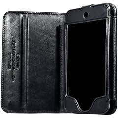 CAPDASE iPod touch 第4世代 専用 よこ開き Bi-fold ブックタイプ 本革製ケース ブラック WCIPT4-5001