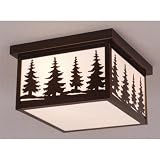Yellowstone - 2 Light Rustic Outdoor Ceiling Lighting Fixture Tree Motif - Burnished Bronze - B2489