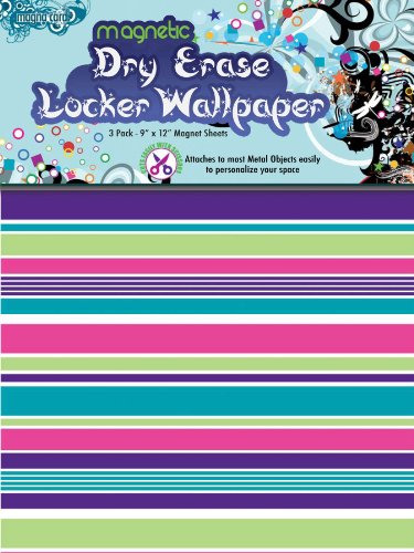 MagnaCard Magnetic Locker Wallpaper, Sassy Strips Design, 9 x 12 inches, 3 Pack (30392)