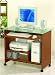 Contemporary Style Brown Wood & Glass Computer Desk w/ Casters