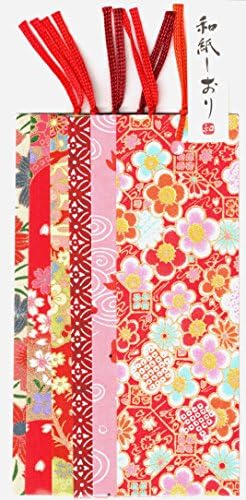 YUZEN Washi Japansese Paper Book Marker Set of 6,Red