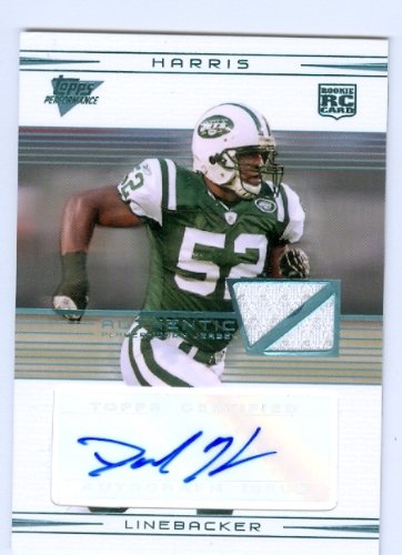 David Harris Autographed/Hand Signed Football Card (New York Jets) 2007 Topps Performance Silver Roo